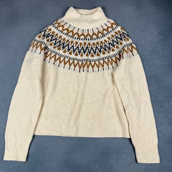 J. Crew Western Cultural Print Lambs Wool Blend Fair Isle Mock Neck Sweater W-02 - Picture 1 of 12